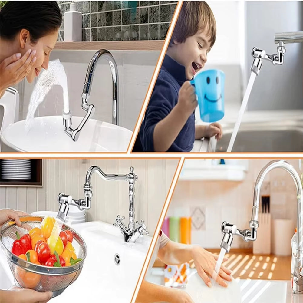 AquaTwist™ 1080° Rotating Faucet Sprayer – Universal Metal Tap Extender with Aerator Nozzle & 22/24mm Adaptor